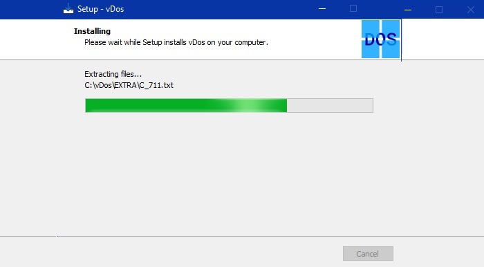 Instalación de Vdos Windows10 Extracción de archivos