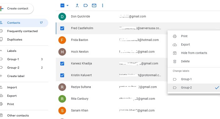 Agregar varios contactos a una etiqueta de Gmail