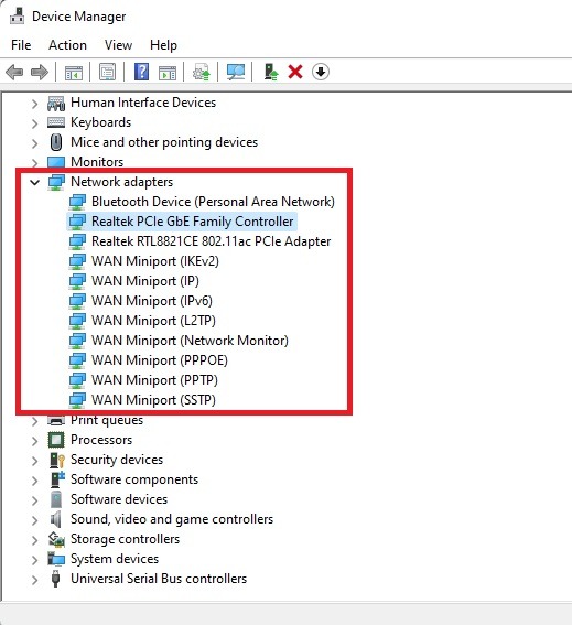 Cómo ver los detalles del adaptador de red en la red del Administrador de dispositivos de Windows