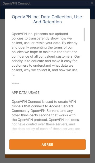 Pantalla Eula de Openvpn