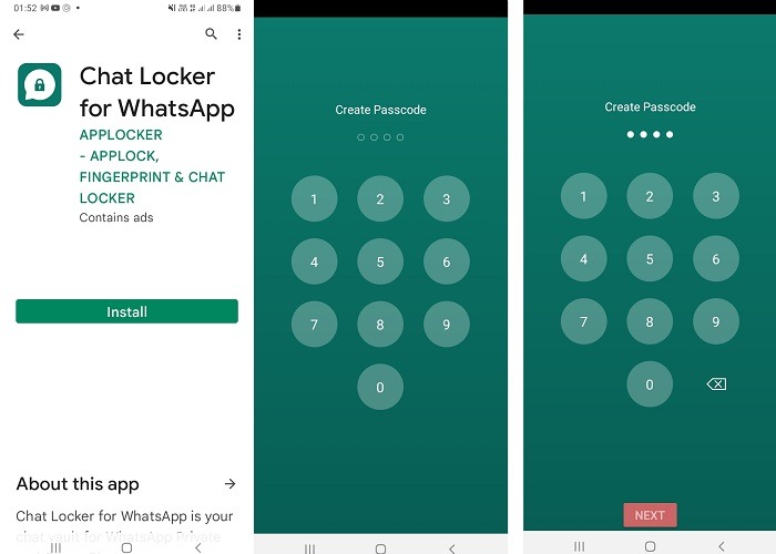 Ocultar llamadas de texto Chat Locker para la pantalla de inicio de Whatsapp
