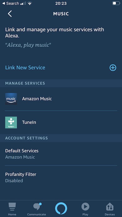 De forma predeterminada, Alexa utilizará Amazon Music para todas sus consultas y tareas relacionadas con la música.  