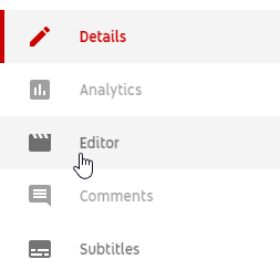 Menú del Editor de Youtube Studio