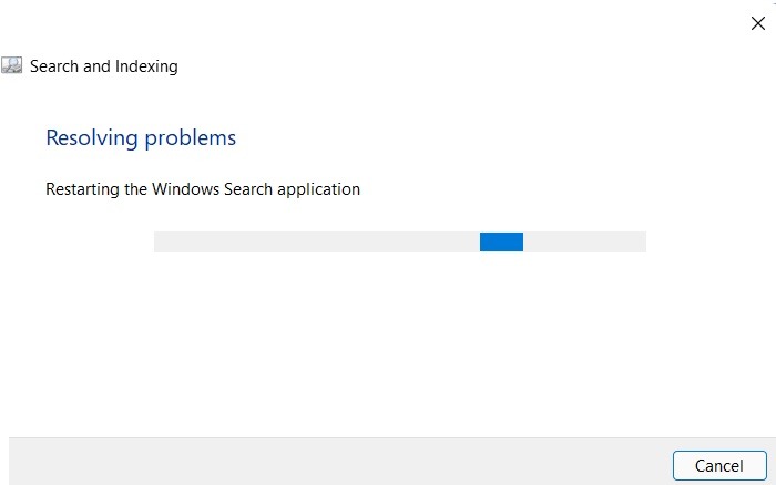 Búsqueda atascada de Windows11 Resolución de problemas