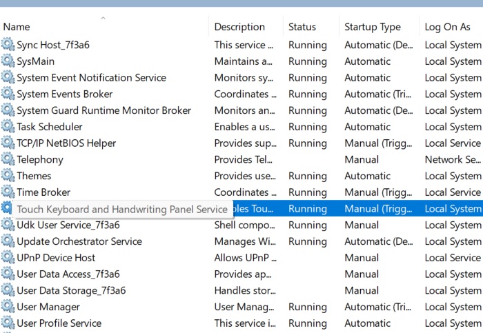 Servicios de búsqueda atascados de Windows 11 Servicio de panel de escritura a mano con teclado táctil