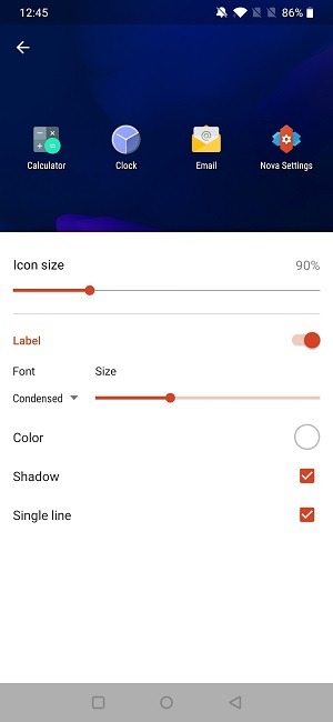 Cómo cambiar el tamaño del icono de la aplicación Pantalla de inicio de Nova Cambiar el tamaño del icono