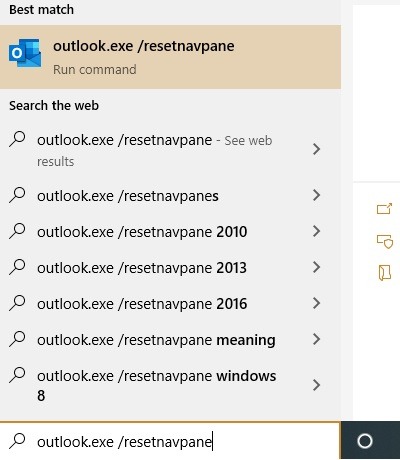 Problemas de Outlook Restablecer Navpane 1