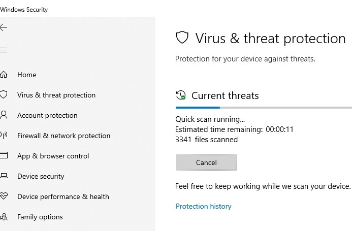 Escaneo de virus de inicio lento de Windows