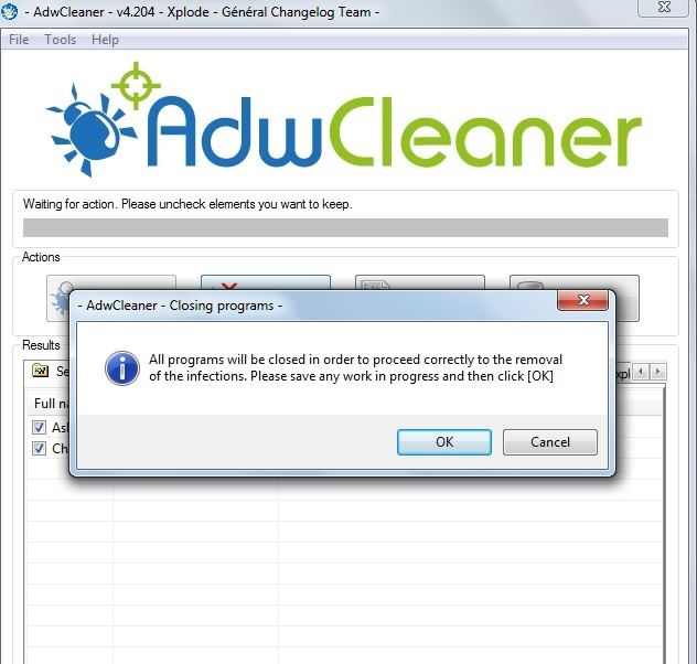 Cierre los programas no deseados con AdwCleaner.