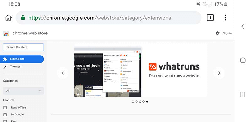 Extensiones de Chrome para móviles Chrome Store