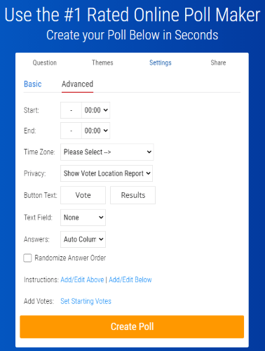 Encuestas gratuitas Configuración del Creador de encuestas