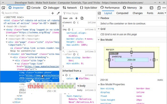 Sitio de edición en vivo con Firefox Inspector