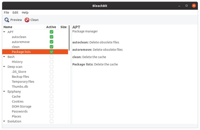 Herramientas de limpieza del sistema Linux Bleachbit