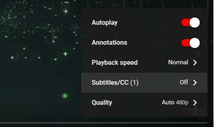 Habilitar subtítulos de Youtube Subtítulos de clic en PC