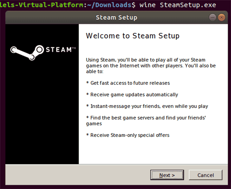 Instalador de Linux Wine Steam