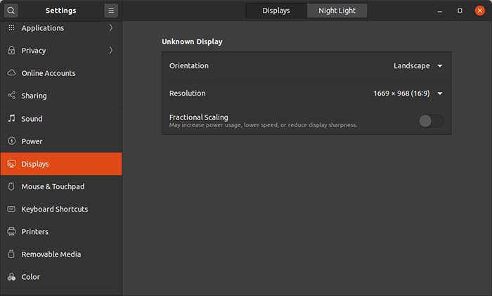 Cambiar la configuración de visualización de Ubuntu Res