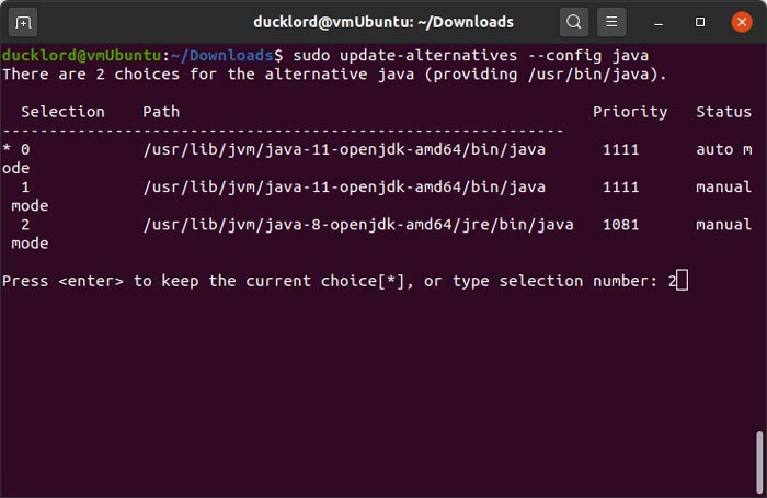 Instale Jre en Ubuntu Seleccione la versión de Java