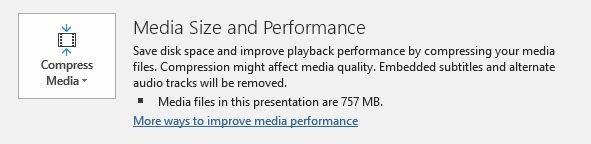 Reducir el tamaño de la opción de archivos multimedia de Powerpoint Comprimir