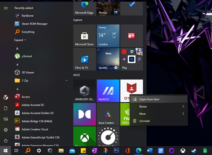 Quitar Bloatware Windows 10 Unpin From Start