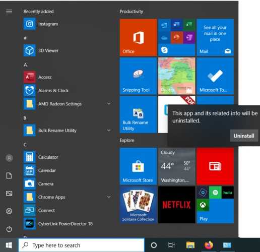 Eliminar Bloatware Windows Haga clic en Desinstalar