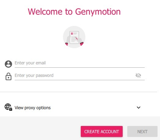 Genymotion Win10 Crear cuenta 1