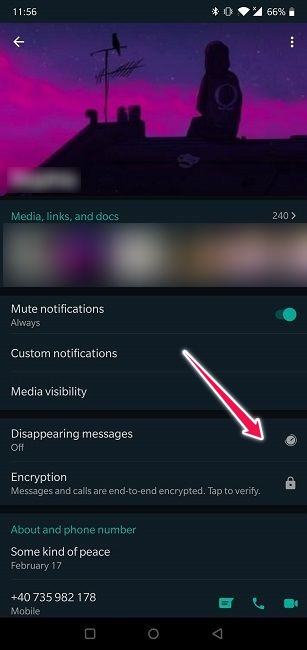 Cómo enviar mensajes que desaparecen Función de desaparición de Whatsapp de Android desactivada