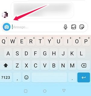 Cómo enviar mensajes que desaparecen Botón de cámara azul de Instagram de Android