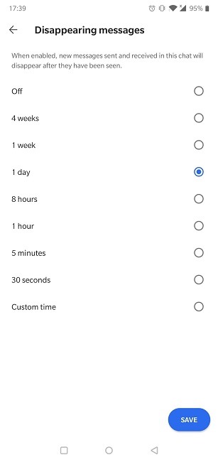 Cómo enviar mensajes que desaparecen Android Signal Set Timer