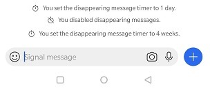 Cómo enviar mensajes que desaparecen Función de señal de Android Chat habilitado
