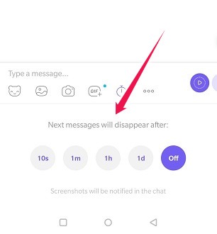 Cómo enviar mensajes que desaparecen Opción de activación de Android Viber