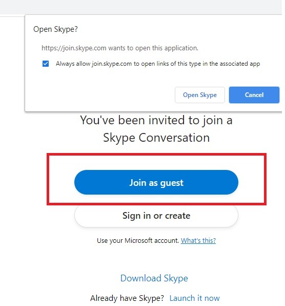 Skype Reúnase ahora Únase como invitado