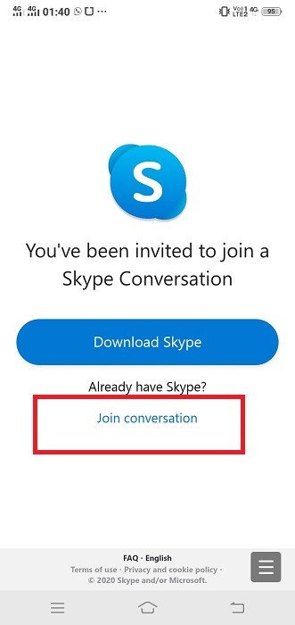 Skype Reúnase ahora Únase a Convo