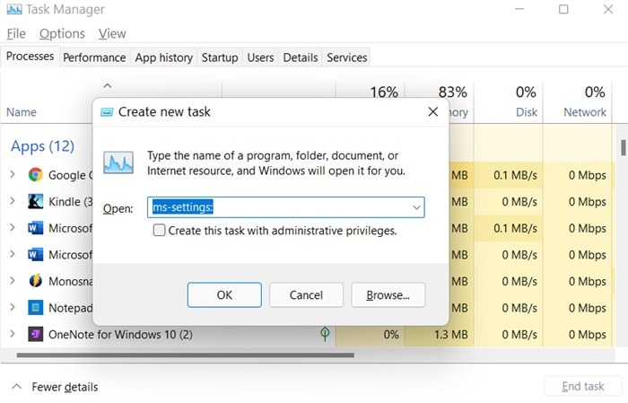 La barra de tareas de Windows 11 no funciona La configuración se abre con el Administrador de tareas