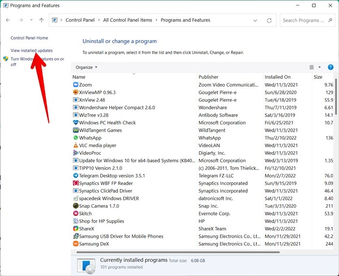 La barra de tareas de Windows 11 no funciona Seguridad Desinstalar actualizaciones