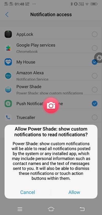 Administrar notificaciones Configuración de Android Power Shade 1