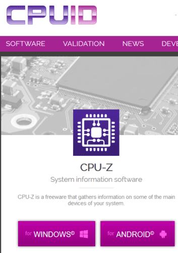 Identificación de tarjeta gráfica Cpu Z para Windows