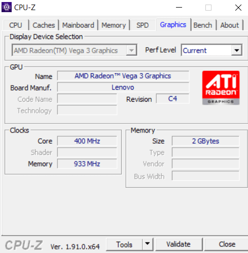 Identificación de la tarjeta gráfica Cpu Z Ficha gráfica