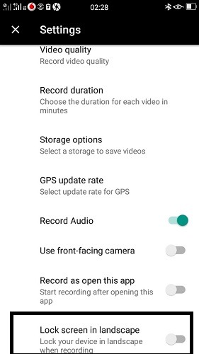 Dashboard Android Drive Recorder Ajustes 1