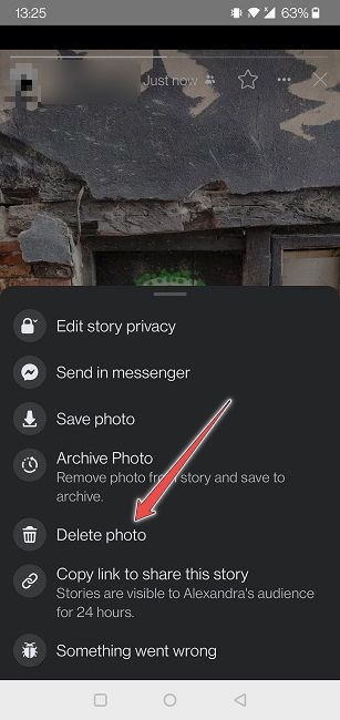 Facebook Stories Móvil Eliminar