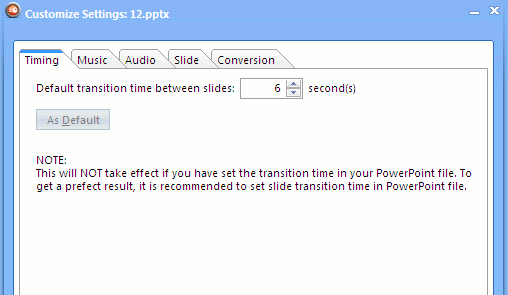 Establezca la configuración de transición de sincronización, audio y diapositivas en el convertidor de video Leawo