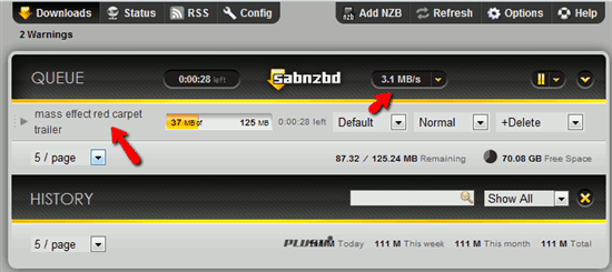 Sabnzbd-velocidad de descarga