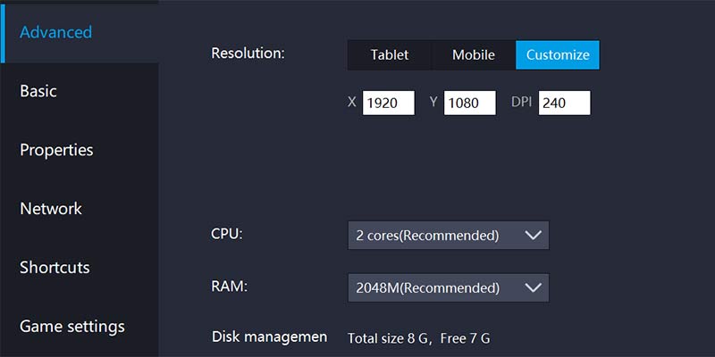 Configuración de revisión de Ldplayer