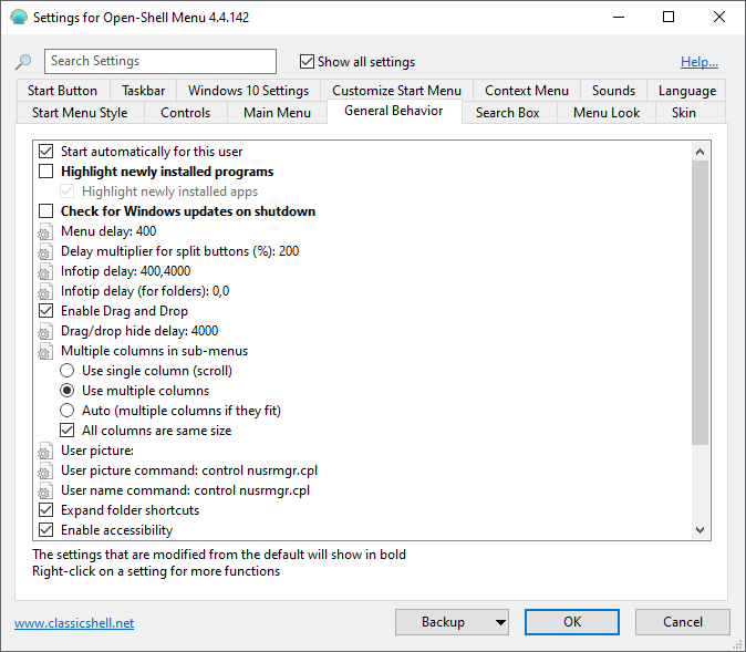 Comportamiento general de Open Shell