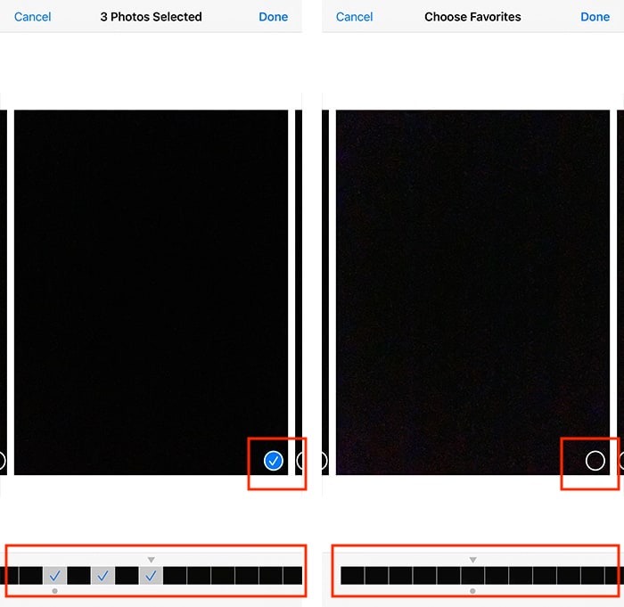 Eliminación de fotos en ráfaga Iphone Selección de fotos en ráfaga individuales