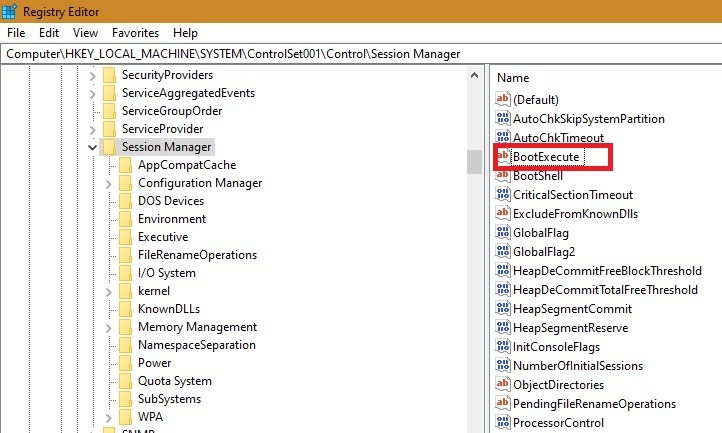 Administrador de sesión de registro de Chkdsk programado