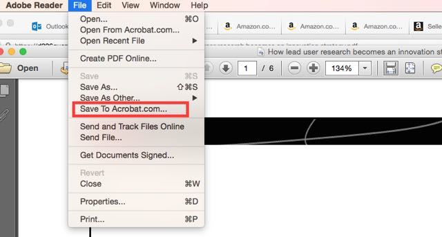 Guarde su archivo en Acrobat.com.