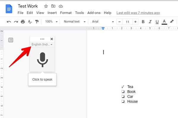 Google Docs Escritura por voz Cambiar idioma