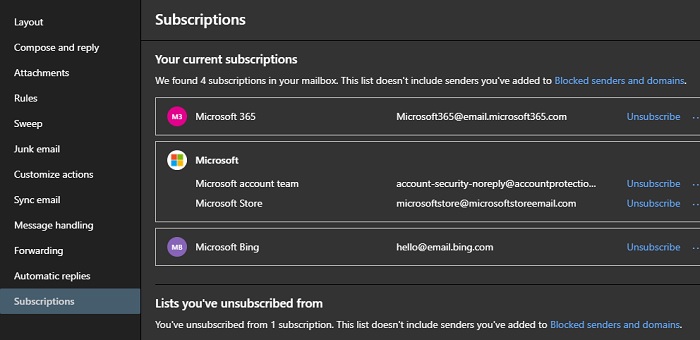 Todas las cuentas Email Outlook Suscripciones 2