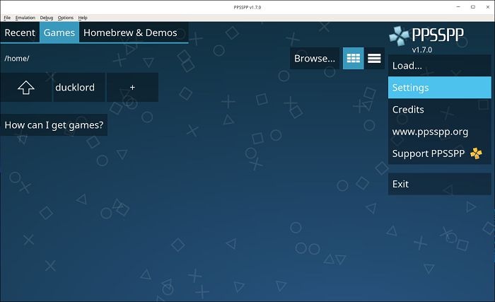 Ppsspp Psp en la configuración de Deepin Linux