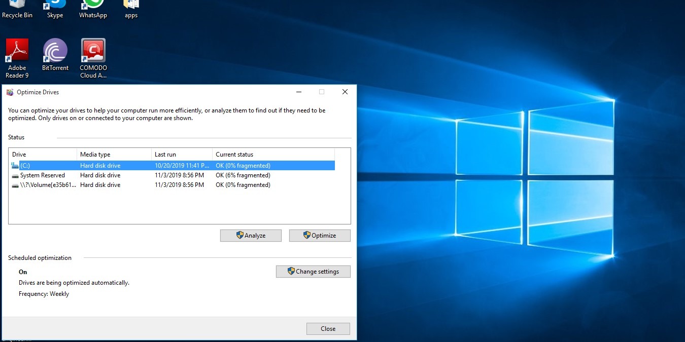 Disco duro Windows 10 Optimizar unidades